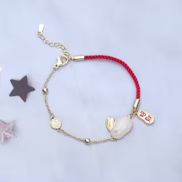 平安納福小兔&times;紅繩手鍊