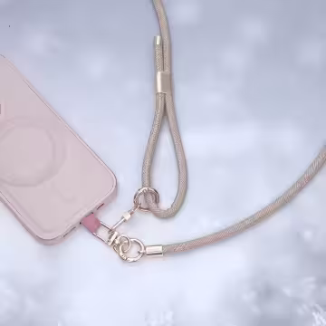 牛仔紋皮革繩×長度可調×手機斜背雙勾掛繩×米駝