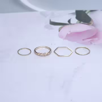 金色三角幾何×四套件戒指組