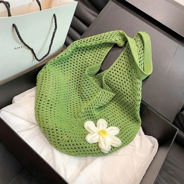 慵懶小花針織&times;肩背包&times;綠色.avif