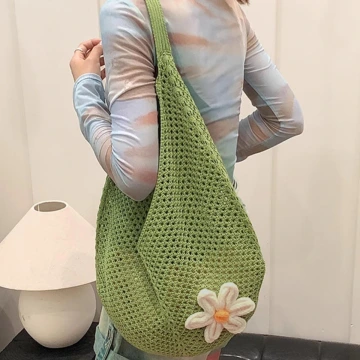 慵懶小花針織&times;肩背包&times;綠色.avif