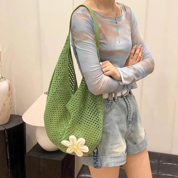 慵懶小花針織&times;肩背包&times;綠色.avif