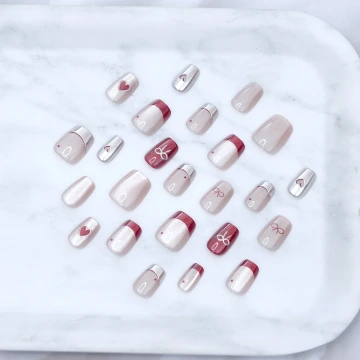 紅色鎏金豹纹亮面×穿戴式手指甲片×二十四入.avif