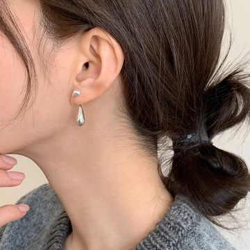 925銀針&times;水滴小石&times;後掛式耳針.avif